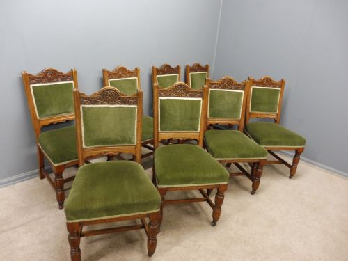 Set of 8 Superior Quality Victorian Oak Dining Chairs