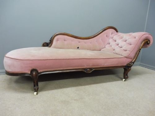 Mid Victorian Antique Walnut Chaise Longue for Recovering