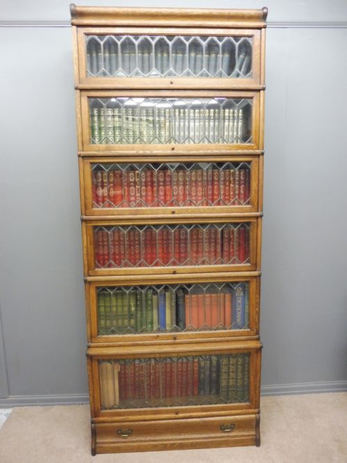 fig 1. TALL GOLDEN OAK GLOBE WERNICKE 6 HIGH BOOKCASE
