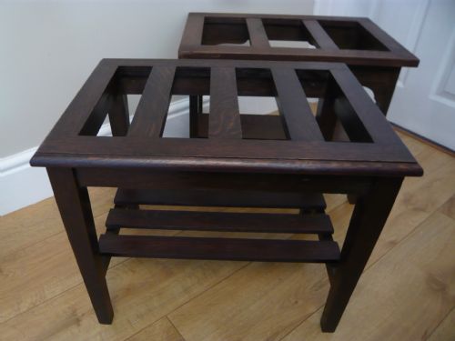 Pair of Solid Oak Luggage Stands Luggage Racks C 1900