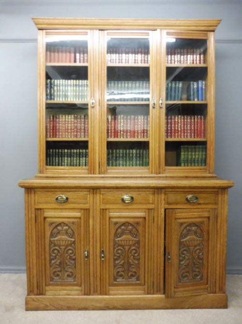 Golden Oak Edwardian Library Bookcase