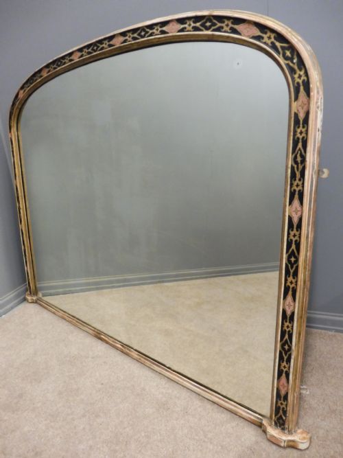 Large Antique Victorian Mirror in Original Painted Frame