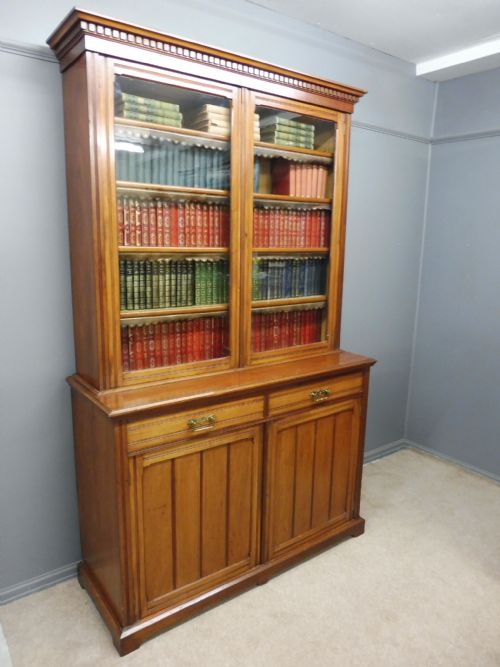 Victorian Walnut Cabinet Bookcase Circa 1890