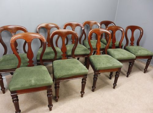 Set of Ten Victorian Balloon Back Dining Chair