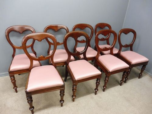 Set of 8 Antique Victorian Balloon Back Dining Chairs Circa 1870