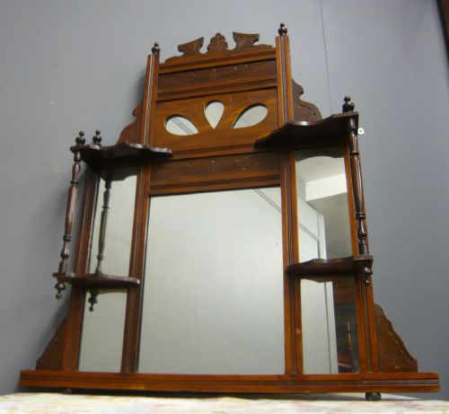Late Victorian Walnut Over Mantle Mirror C 1890