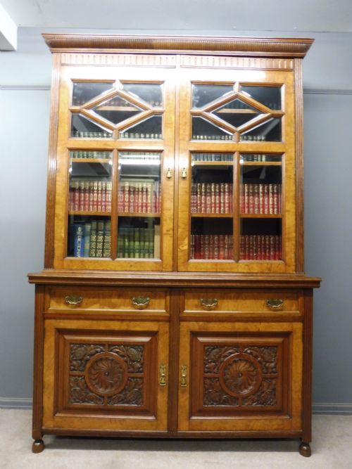 Superior Quality 19th Century Oak, Burr Oak,and  Pollard Oak Bookcase
