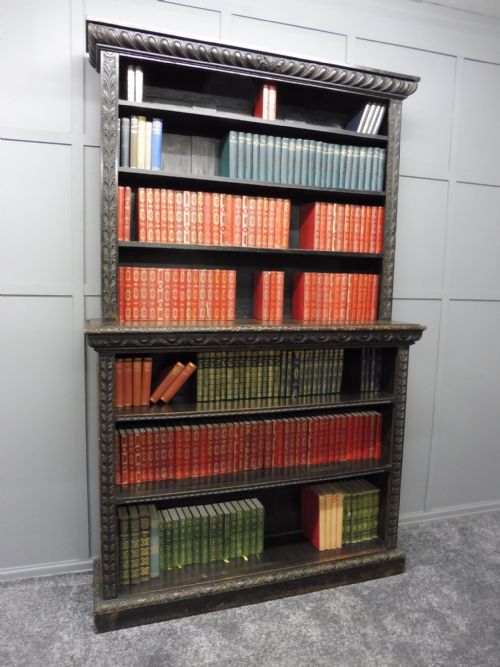 Dark Oak Victorian Bookcase