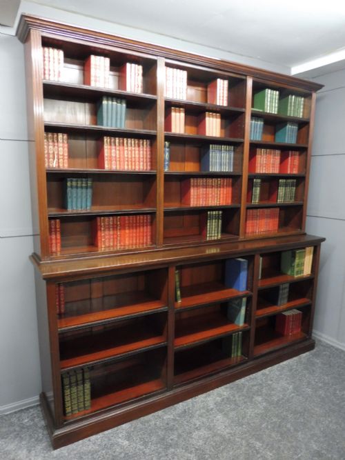 Large Victorian Mahogany Open Library Bookcase