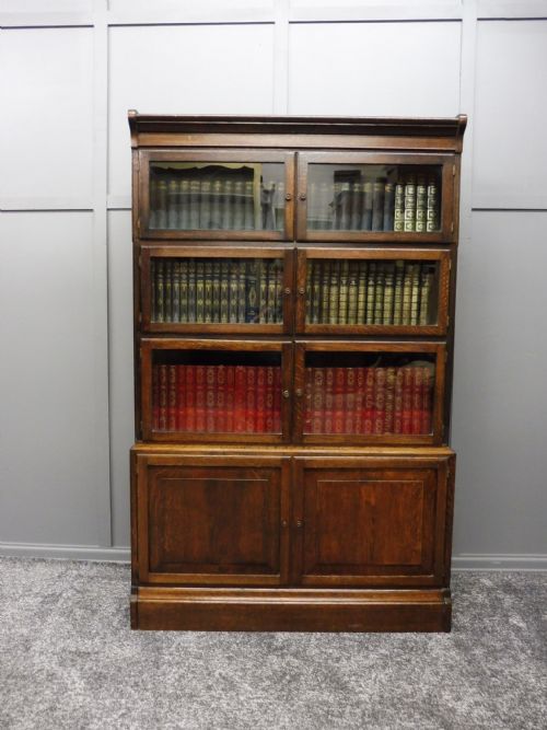 Oak Four High Stacking Lawyers Bookcase