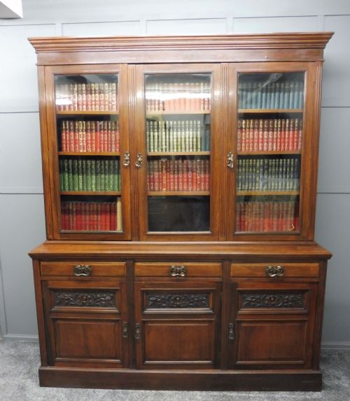 Large Victorian Walnut Library Bookcase