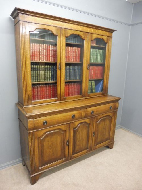 Antique Oak 3 Door Bookcase