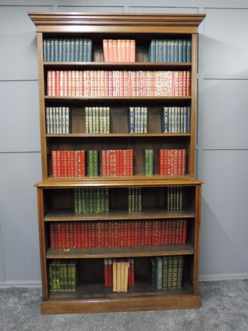 Tall Late Victorian Golden Oak Open Bookcase