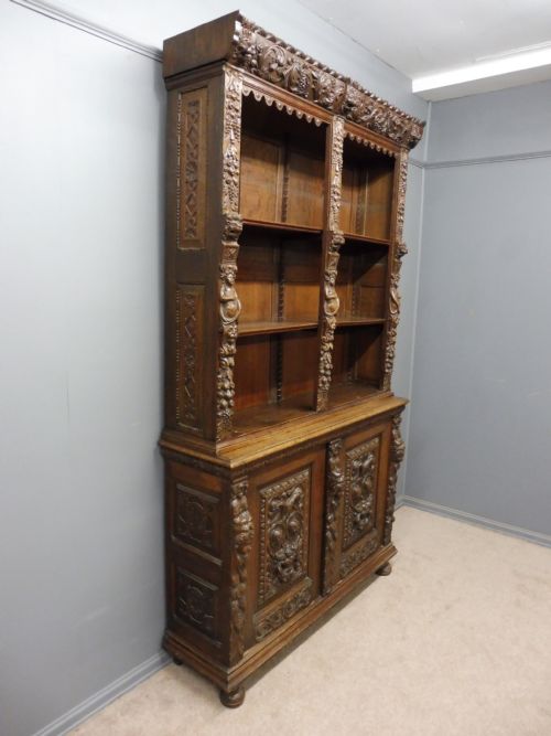 Victorian Carved Oak Bookcase