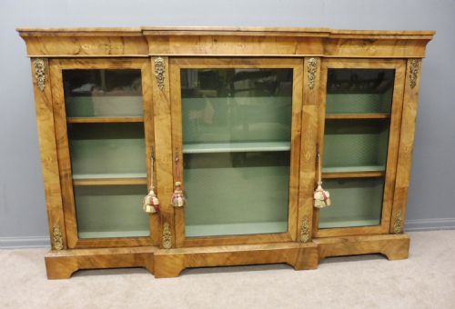 Victorian Walnut Breakfront Bookcase
