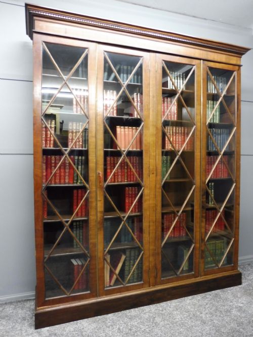 Large Victorian Mahogany Four Door Bookcase