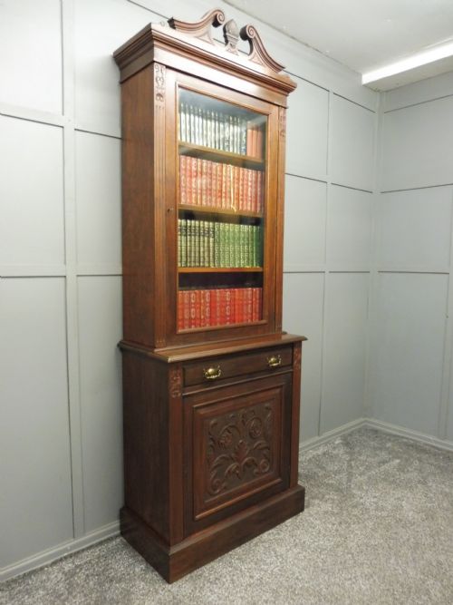 Slim Victorian Walnut Bookcase