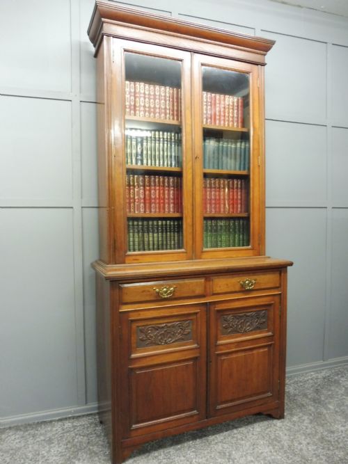 Victorian Walnut Cabinet Bookcase