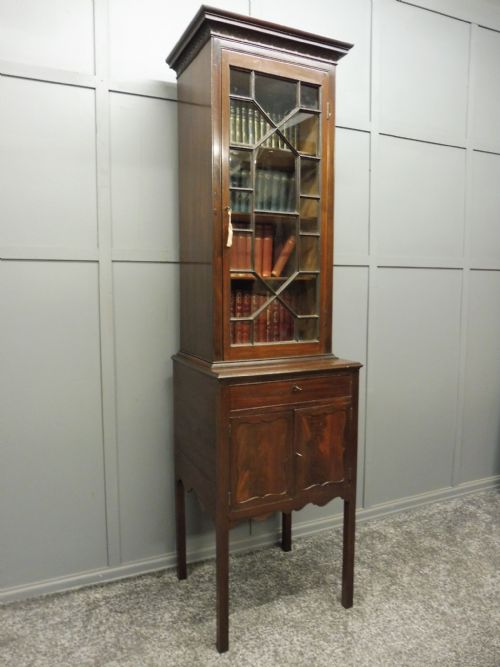 Narrow Edwardian Mahogany Bookcase / Cabinet