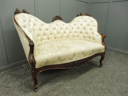 Small Victorian Rosewood Showframe Sofa