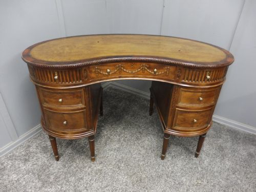 Edwardian Mahogany Kidney Shaped Desk