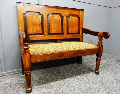 Georgian Oak and Mahogany Bench Circa 1780