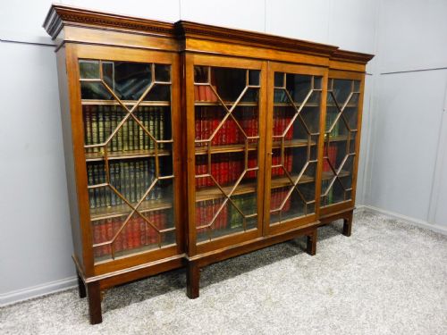 Edwardian Mahogany Breakfront Bookcase