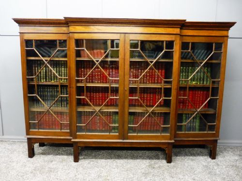 fig 1. EDWARDIAN MAHOGANY BREAKFRONT BOOKCASE