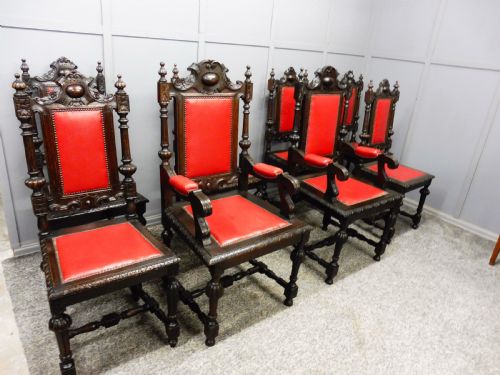 fig 1. SET OF 8 VICTORIAN OAK DINING CHAIRS