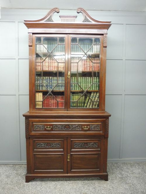 Fine Quality Victorian Mahogany Secretaire Bookcase