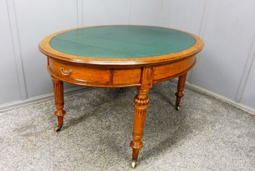 Mid 19th Century Oval Oak Library Writing Table