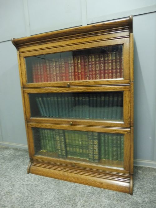 3 High Golden Oak Lawyers Bookcase