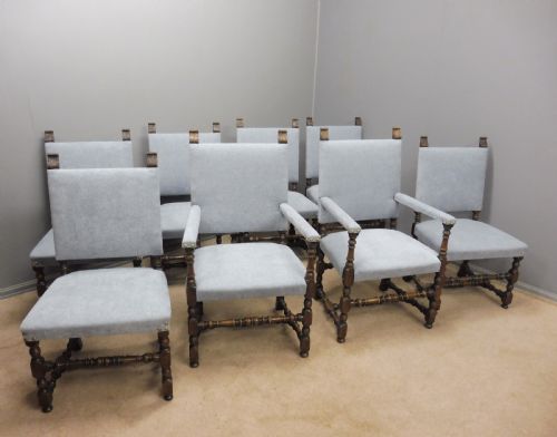 Set of 8 Substantial Oak Dining Chairs