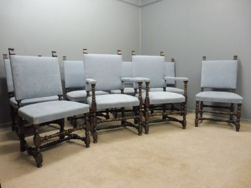 fig 1. SET OF 8 SUBSTANTIAL OAK DINING CHAIRS