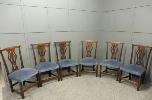 Set of Six George 111 Oak Country Dining Chairs