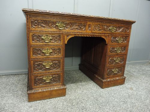 19th Century Carved Oak Desk