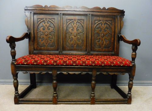Edwardian Oak Hall Seat