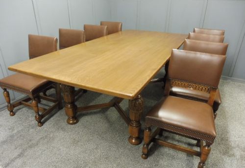 Large Oak Dining Table and 8 Chairs