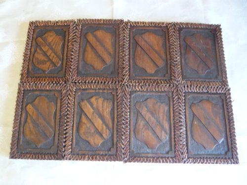 Heraldic Oak Carved Panels X 8