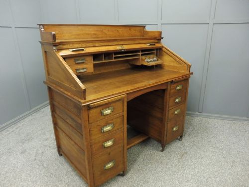 Oak Arts and Crafts Roll Top Desk