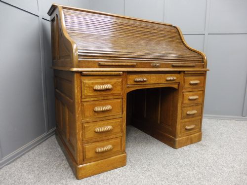 Golden Oak Roll Top Desk