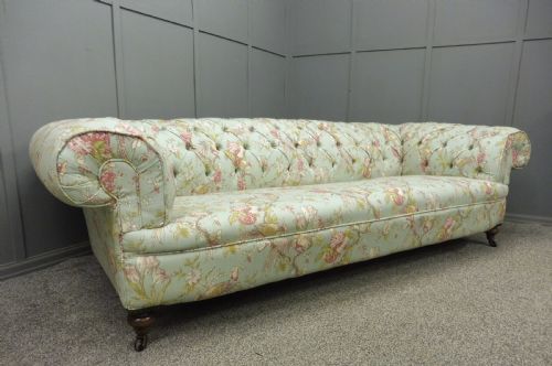 Newly Upholstered Large Victorian Chesterfield Sofa