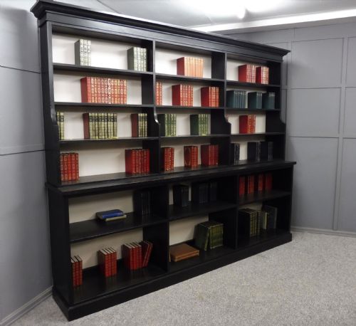 Large 19th Century Painted Pine Library Bookcase
