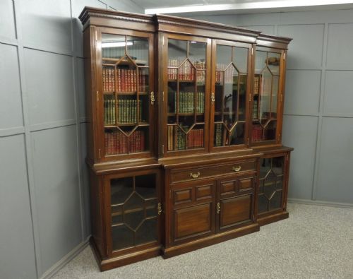 Large 19th Century Maple and Co Walnut Bookcase