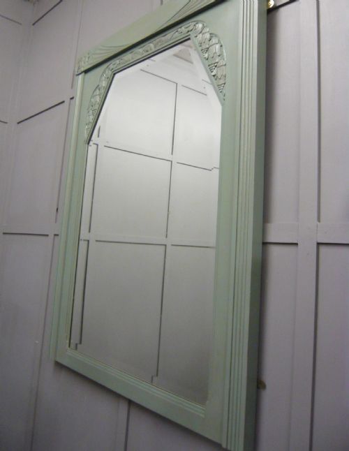 Large Art Deco Green Painted Mirror C 1920s