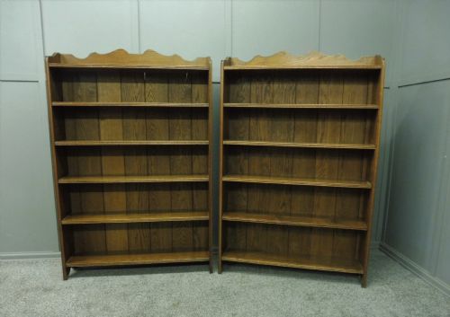 Pair of Oak Open Bookcases