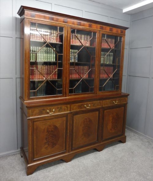 Large Edwardian Inlaid Bookcase