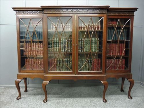 Edwardian Mahogany Breakfront Bookcase
