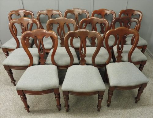 Set of 12 Victorian Spearpoint Dining Chairs