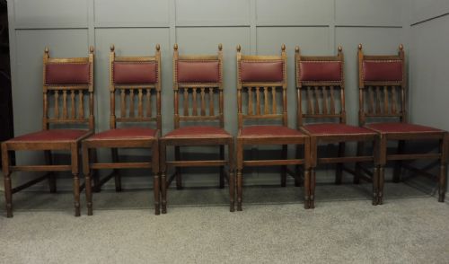 Set of 6 Oak Arts and Crafts Dining Chairs